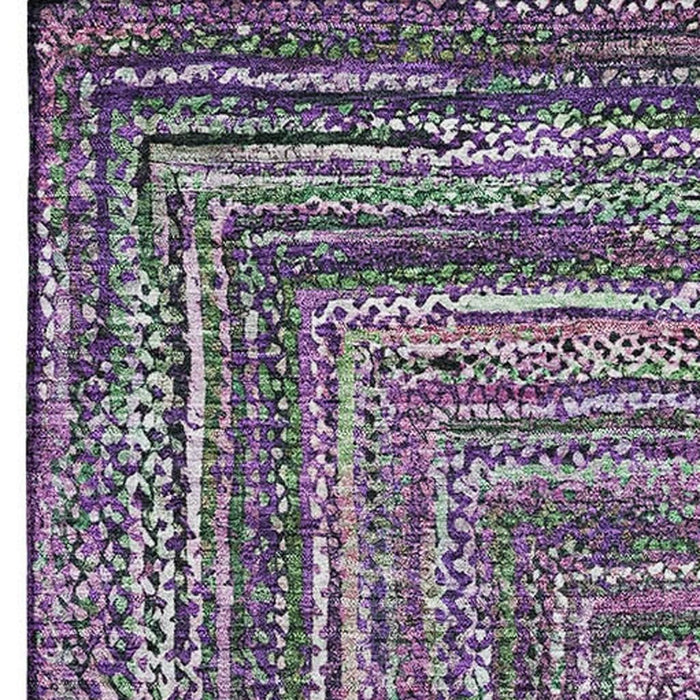 10' X 14' Geometric Washable Area Rug With UV Protection (699262) - Purple / Gray
