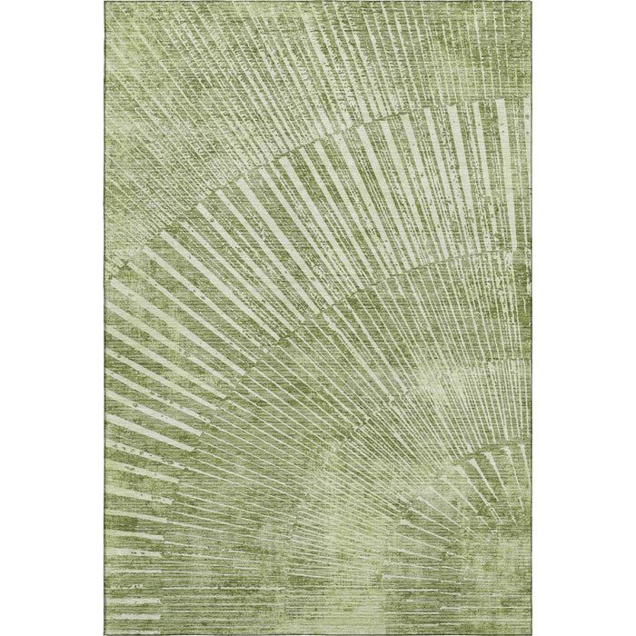 9' X 12' Geometric Washable Area Rug With UV Protection (648345) - Sage / Ivory