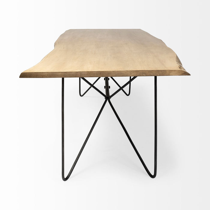80" Solid Wood And Metal Dining Table - Natural
