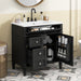Giga bathroom vanity with top sink, storage cabinet, two drawers, and tip-out drawer, modern design with sleek finish.
