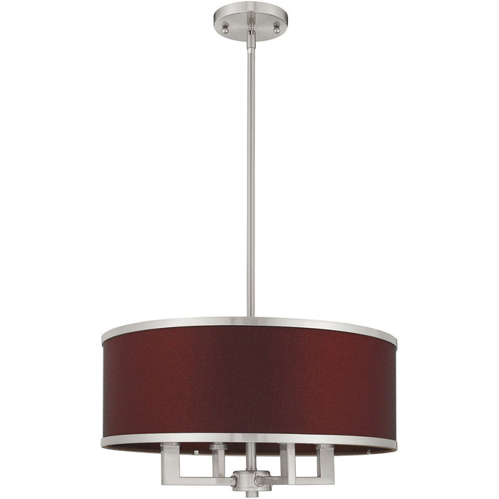 18'' Four-Light Dimmable Chandelier With Shades - Nickel / Pearl Silver