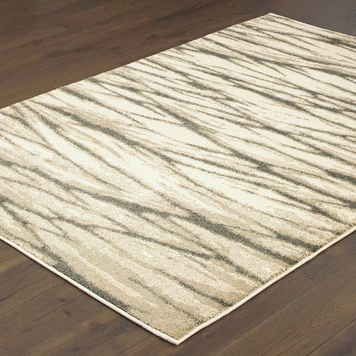 8' x 10' Abstract Power Loom Stain Resistant Area Rug - Ivory Sand And Ash