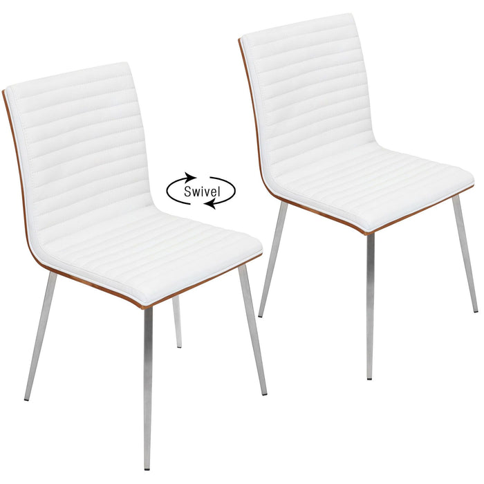 Mason - Contemporary Swivel Dining / Accent Chair (Set of 2) - Stainless Steel, Walnut Wood