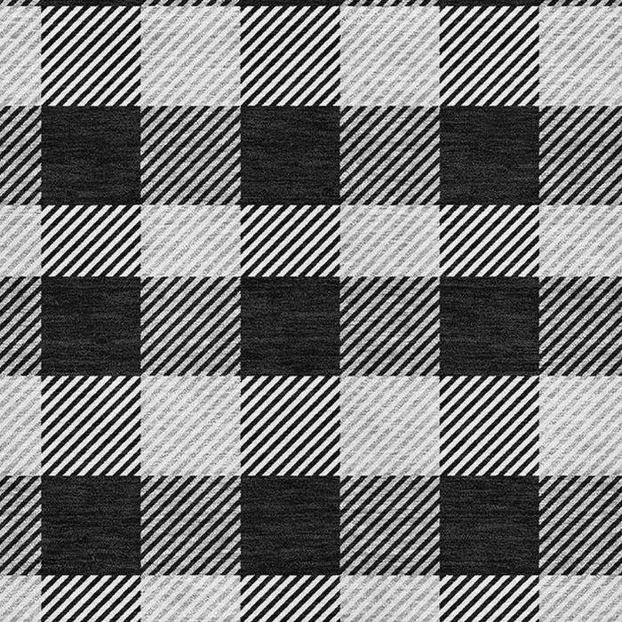 10' X 14' Plaid Washable Area Rug With UV Protection (673447) - Black / Ivory