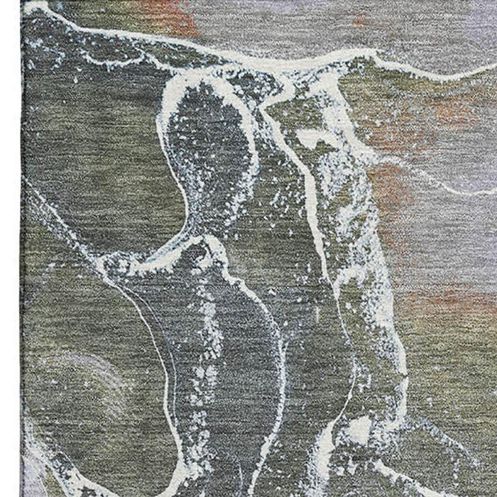 10' X 14' Abstract Washable Area Rug With UV Protection (701201) - Brown / Purple / Blue