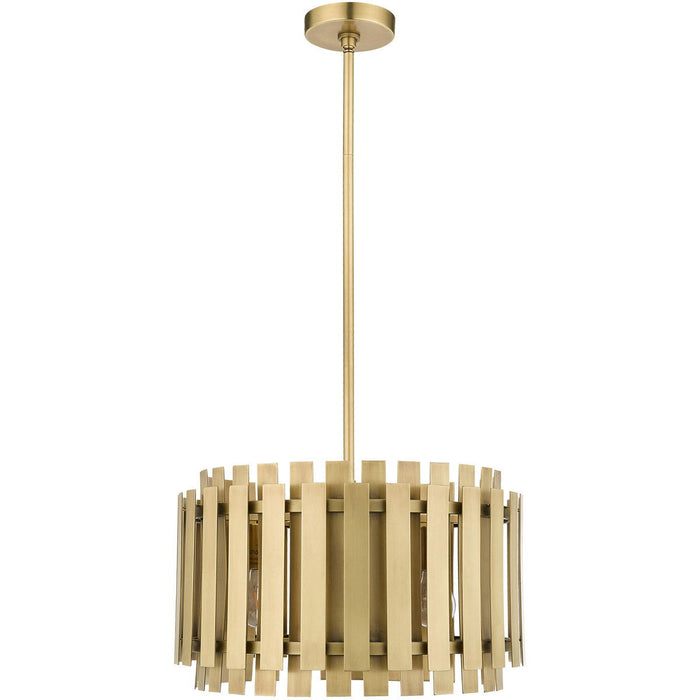 19" Five Light Dimmable Chandelier With Shades - Brass