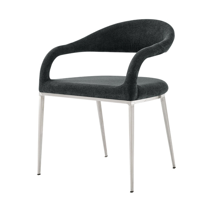 Upholstered Polyester Open Back Dining Arm Chairs (Set of 2) - Gray