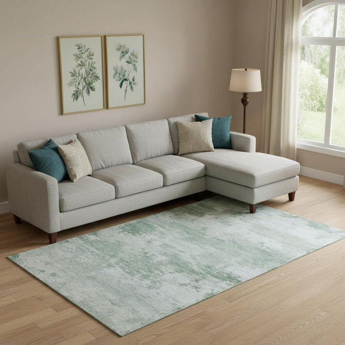 10' X 14' Abstract Washable Area Rug With UV Protection (717188) - Mint Green / Pale Aqua
