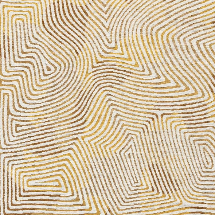 5' X 7' Geometric Washable Area Rug With UV Protection (609928) - Beige / Gold / Brown