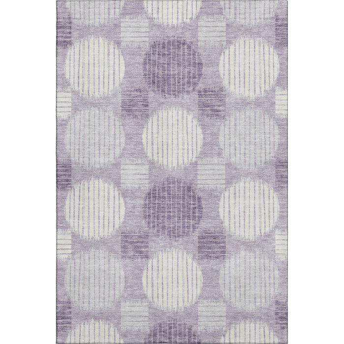 10' X 14' Geometric Washable Area Rug With UV Protection (671576) - Purple / Ivory / Gray