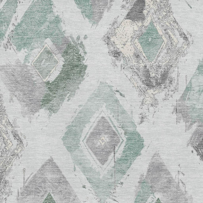 10' X 14' Abstract Geometric Washable Area Rug With UV Protection (696632) - Pale Aqua / Gray / Ivory