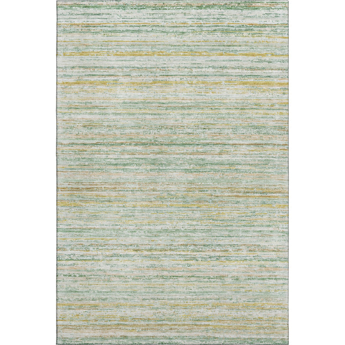 10' X 14' Striped Washable Area Rug With UV Protection (692358) - Mint Green / Ivory / Gold
