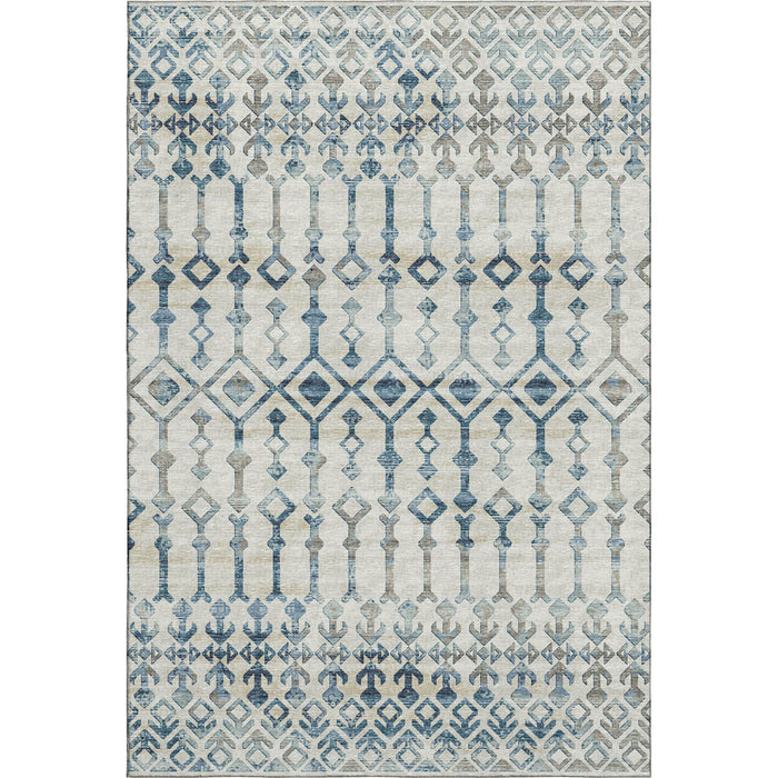 3' X 5' Tribal Washable Area Rug With UV Protection (644139) - Ivory / Blue