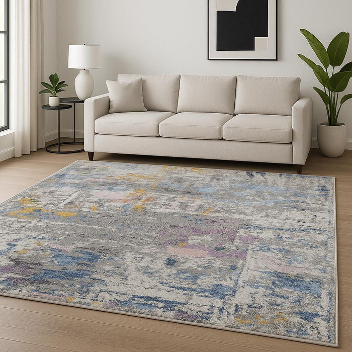 10' X 8' Abstract Hand Knotted Area Rug Genuine Wool - Blue