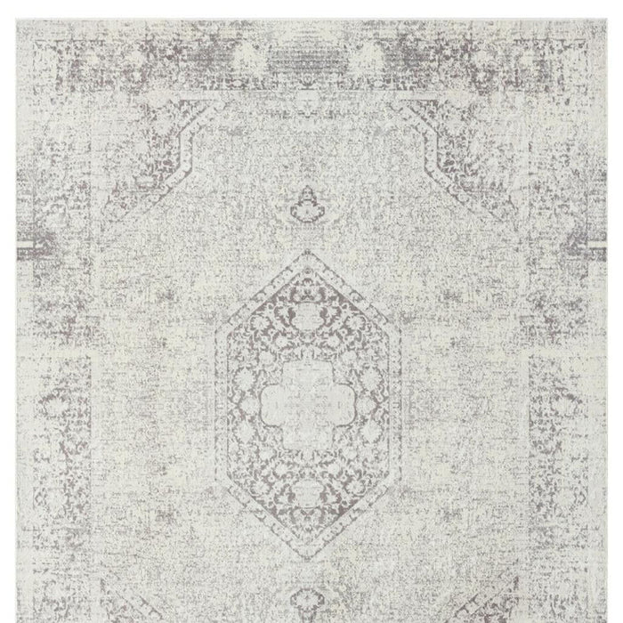 8' X 10' Medallion Washable Non Skid Area Rug (534010) - Gray / Off White