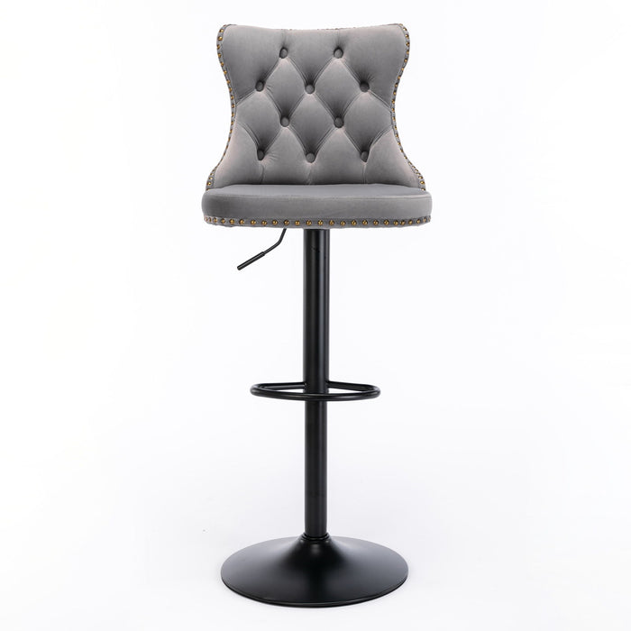 Set of two Giga modern swivel barstools with tufted upholstery, adjustable height, comfortable backs, ideal for kitchen or pub seating