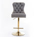 Set of two Giga modern upholstered swivel barstools with tufted backs, adjustable height 25-33 inches for home pub and kitchen island.