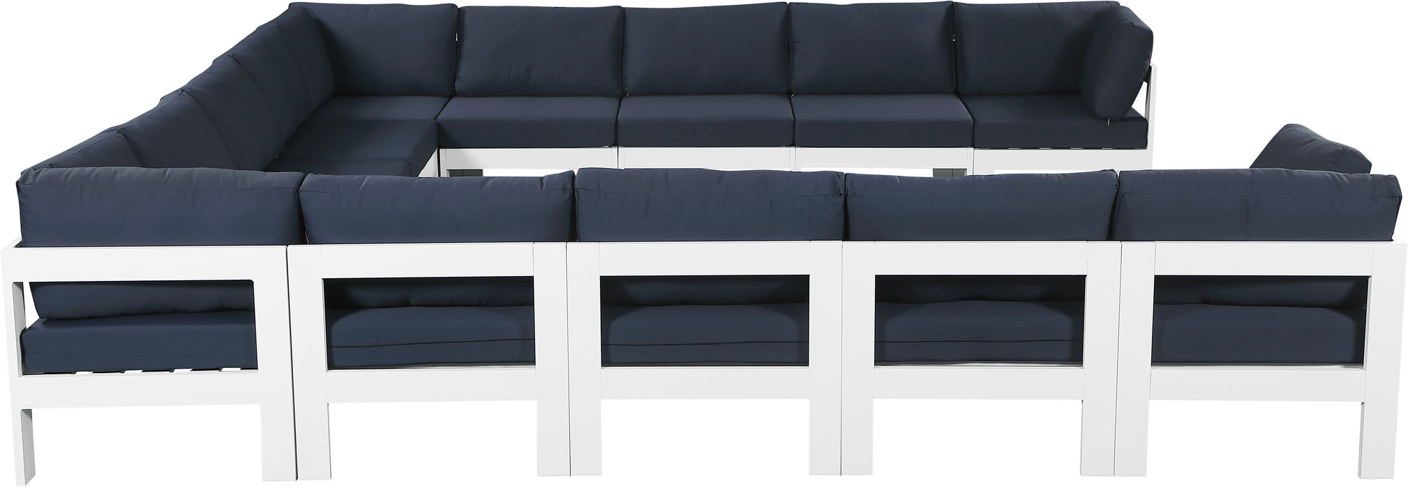 Nizuc - Outdoor Patio 13 Piece Modular Sectional With White Frame