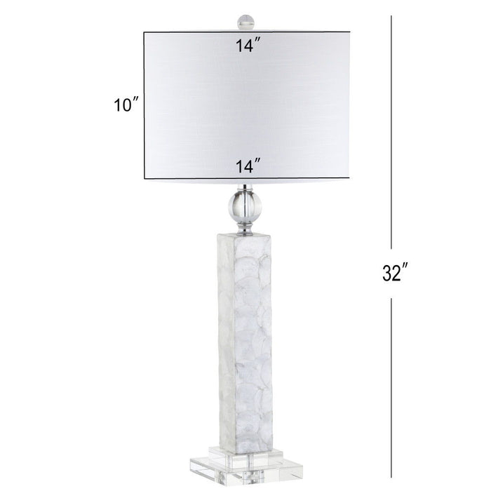 Novelty Table Lamps With Drum Shades (Set of 2) - Clear / White