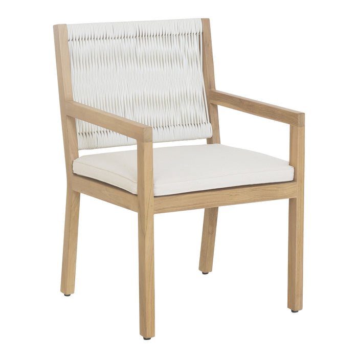 Upholstered Faux Leather Dining Arm Chair - Natural