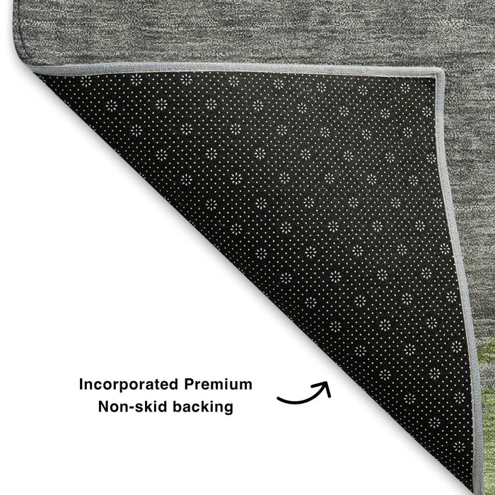 10' X 14' Abstract Washable Area Rug With UV Protection (706897) - Artichoke Green / Gray