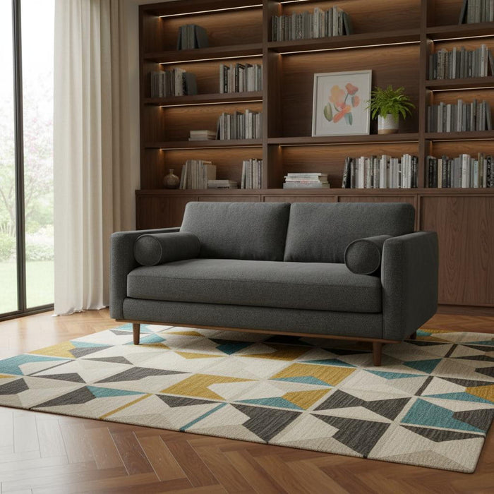 72" Sofa With Brown Legs - Gray