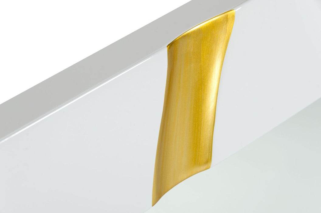 35" Framed Accent Mirror - Gold / White