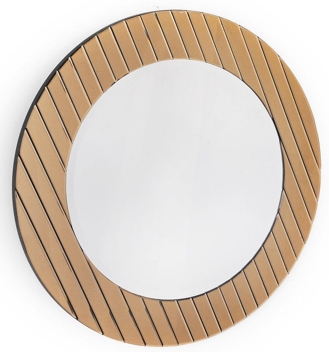 35" Round Glass Framed Accent Mirror - Gold