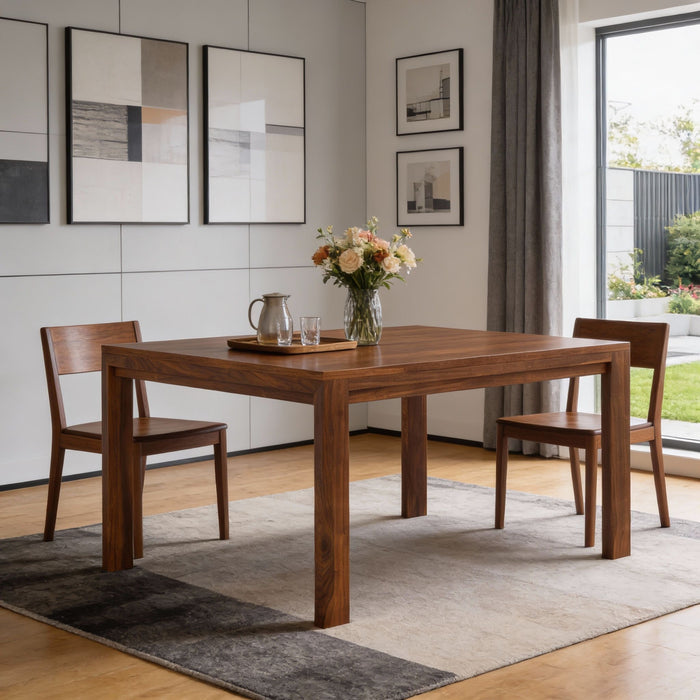 54" Wood Frame Base Square Dining Table - Walnut