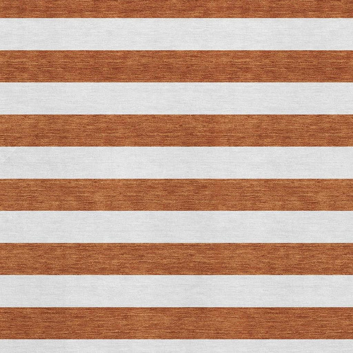 10' X 14' Striped Washable Area Rug With UV Protection (647632) - Rust / Ivory