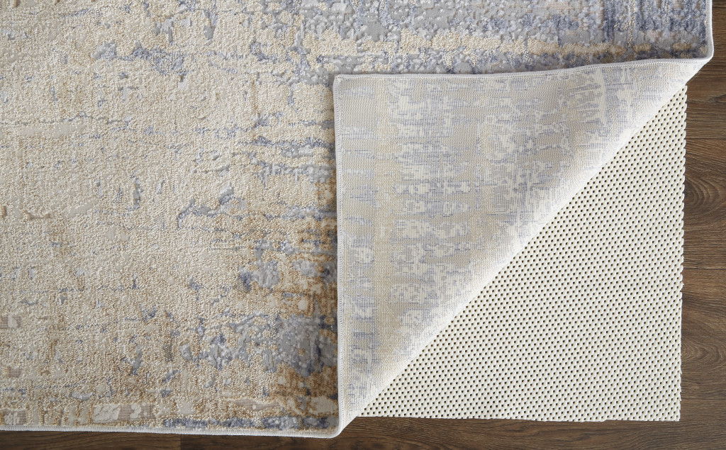 10' x 13' Abstract Power Loom Distressed Area Rug - Tan Brown And Blue