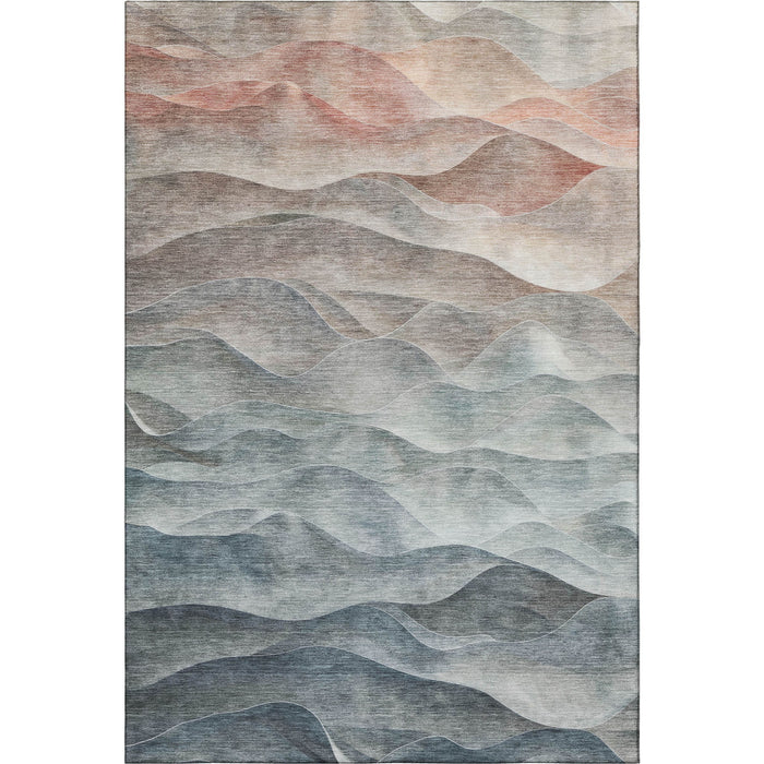 10' X 14' Abstract Washable Area Rug With UV Protection (694797) - Teal / Ivory / Salmon