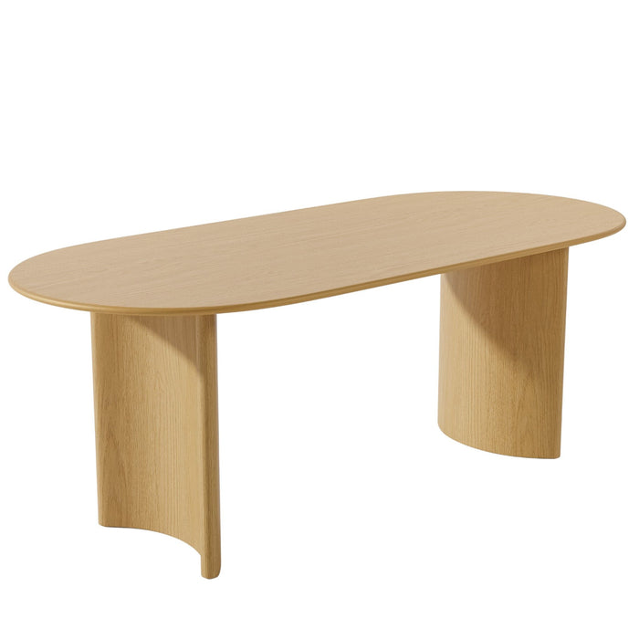 67" Solid Wood Double Pedestal Base Oval Dining Table - Natural