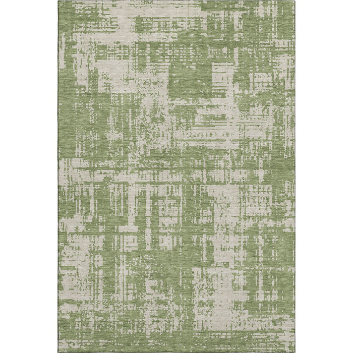 10' X 14' Abstract Washable Area Rug With UV Protection (671150) - Green / Beige