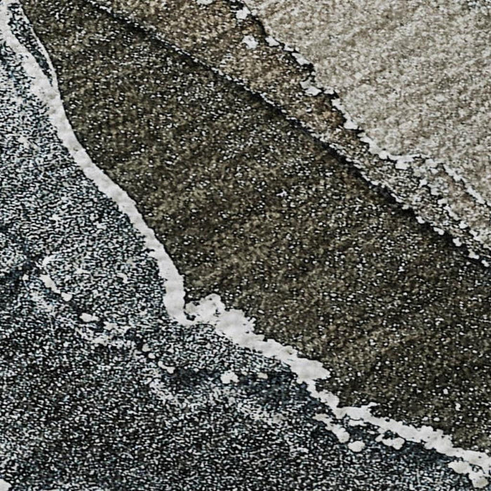 3' X 5' Abstract Washable Area Rug With UV Protection (646687) - Orange / Charcoal
