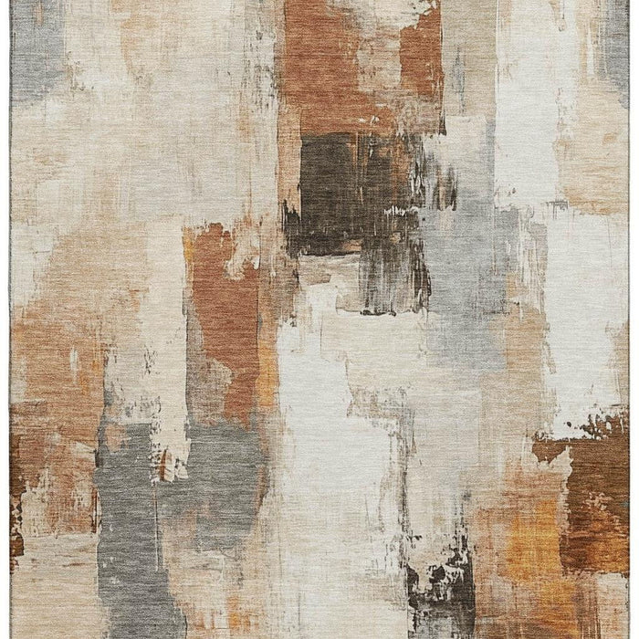 10' X 14' Abstract Washable Area Rug With UV Protection (709660) - Ivory / Rust / Beige