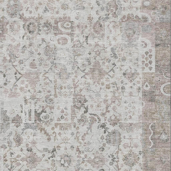 10' X 14' Patchwork Washable Area Rug With UV Protection (717779) - Taupe / Ivory