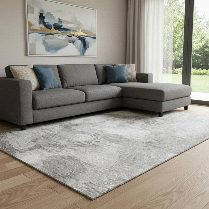 9' X 12' Abstract Washable Area Rug With UV Protection (650769) - Beige / Ivory