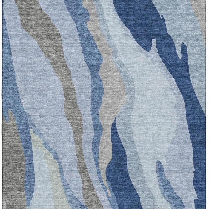 10' X 14' Abstract Washable Area Rug With UV Protection (682109) - Blue / Gray