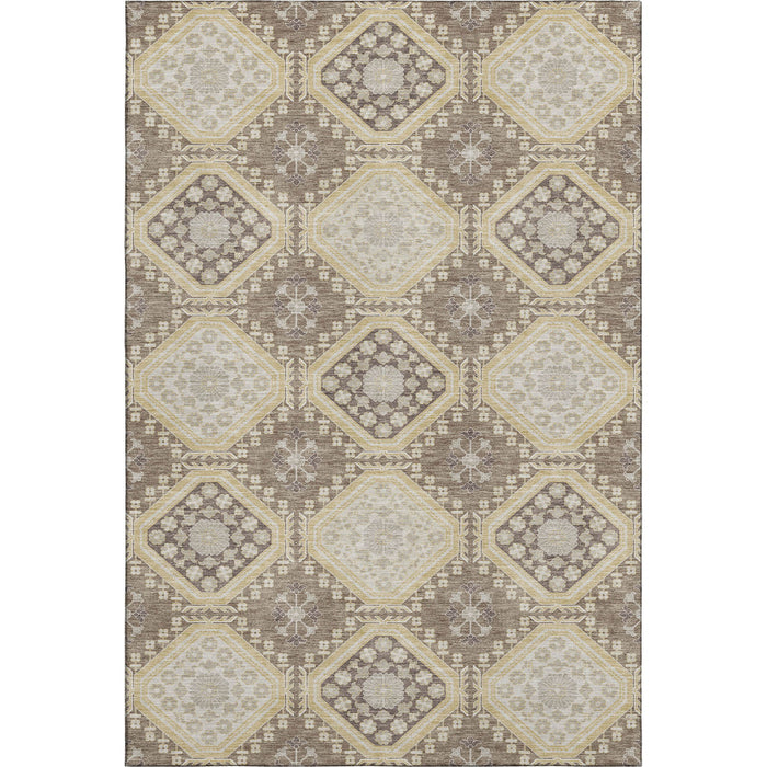 10' X 14' Floral Washable Area Rug With UV Protection (693762) - Taupe / Beige / Gray