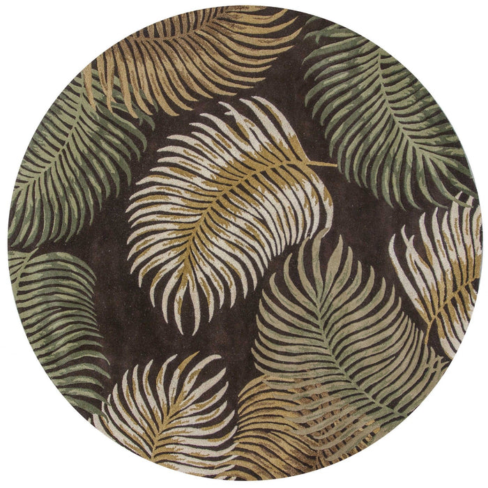 7' Round Wool Area Rug - Espresso