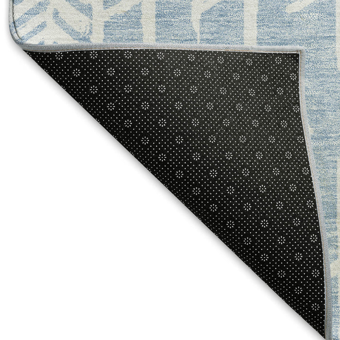 10' X 14' Tribal Washable Area Rug With UV Protection (672080) - Sky Blue / Ivory