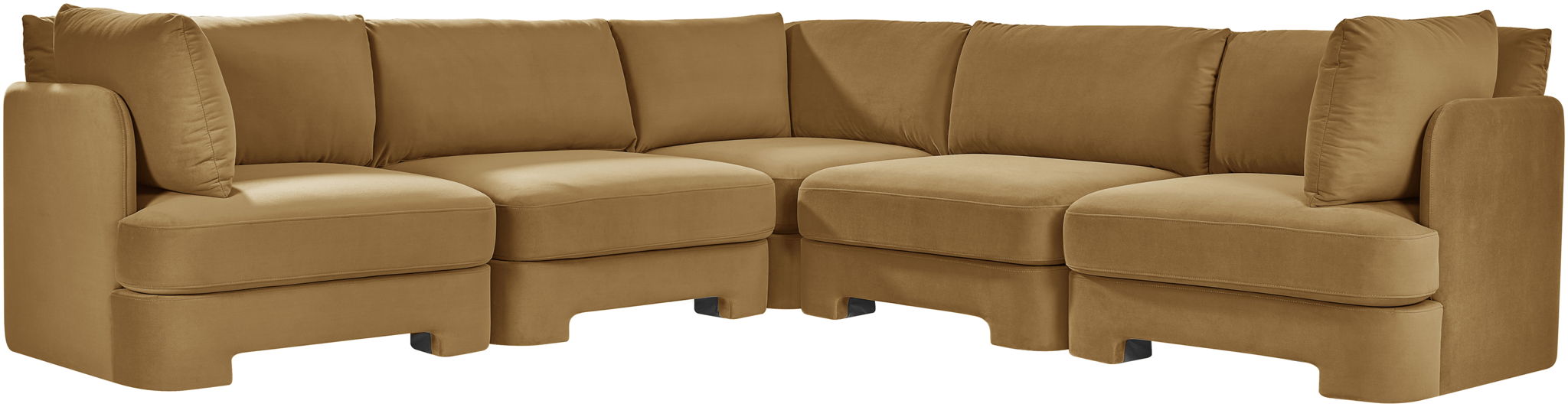 Meridian Furniture Hammond velvet performance fabric 5-piece corner sectional with plush cushions and modern design.