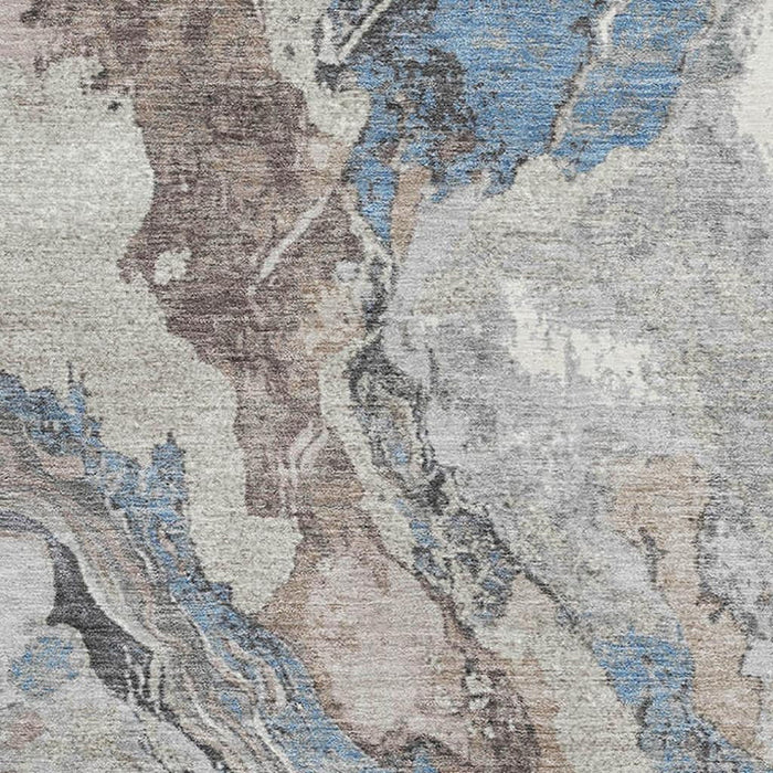 10' X 14' Abstract Washable Area Rug With UV Protection (707761) - Taupe / Blue / Ivory