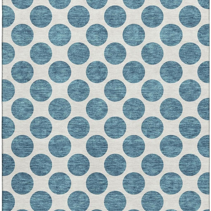 10' X 14' Polka Dot Washable Area Rug With UV Protection (677441) - Teal / Ivory