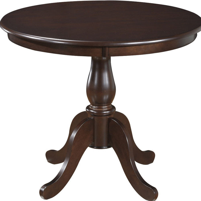 36" Rounded Solid Manufactured Wood And Solid Wood Pedestal Base Dining Table - Espresso