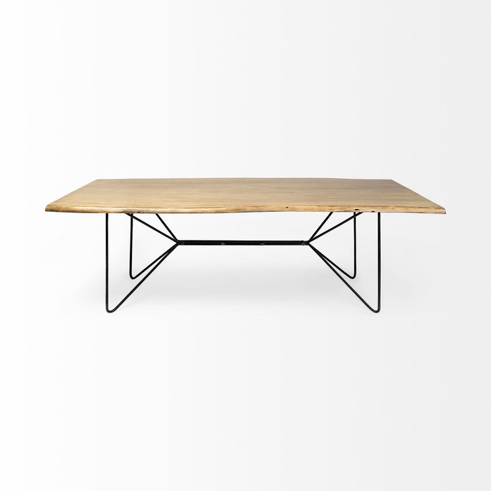 80" Solid Wood And Metal Dining Table - Natural