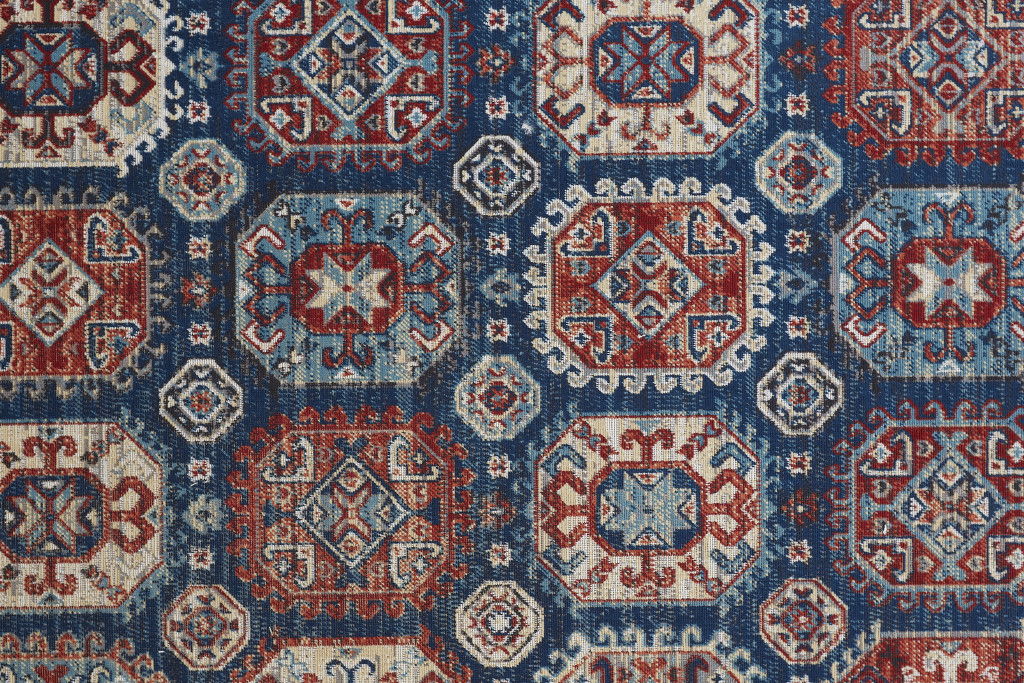13' x 15' Abstract Power Loom Distressed Area Rug - Blue Beige