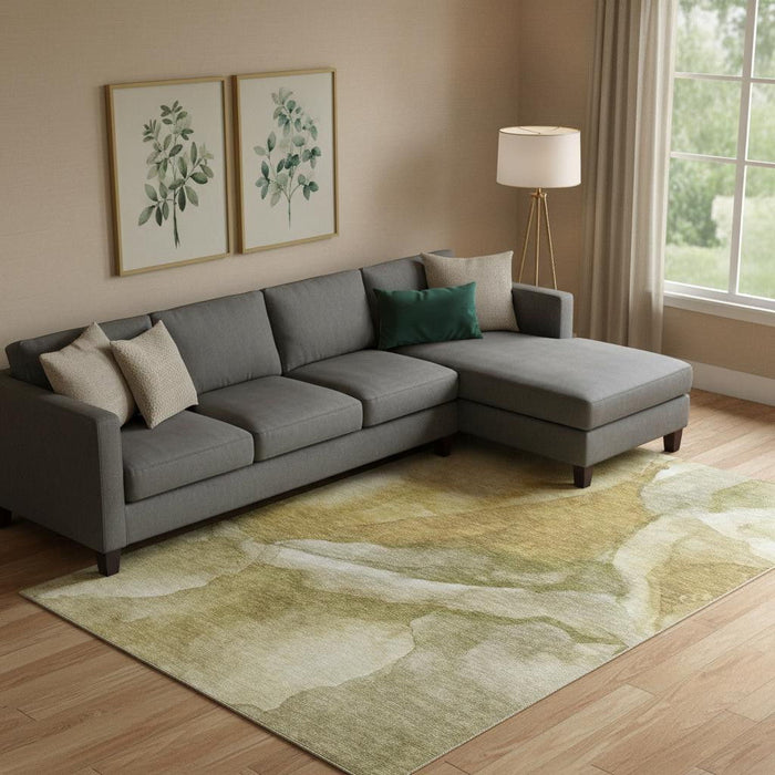 10' X 14' Abstract Washable Area Rug With UV Protection (708637) - Wheat / Gray / Beige