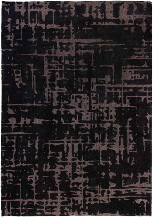 8' Abstract Washable Round Rug (548687) - Black / Gray